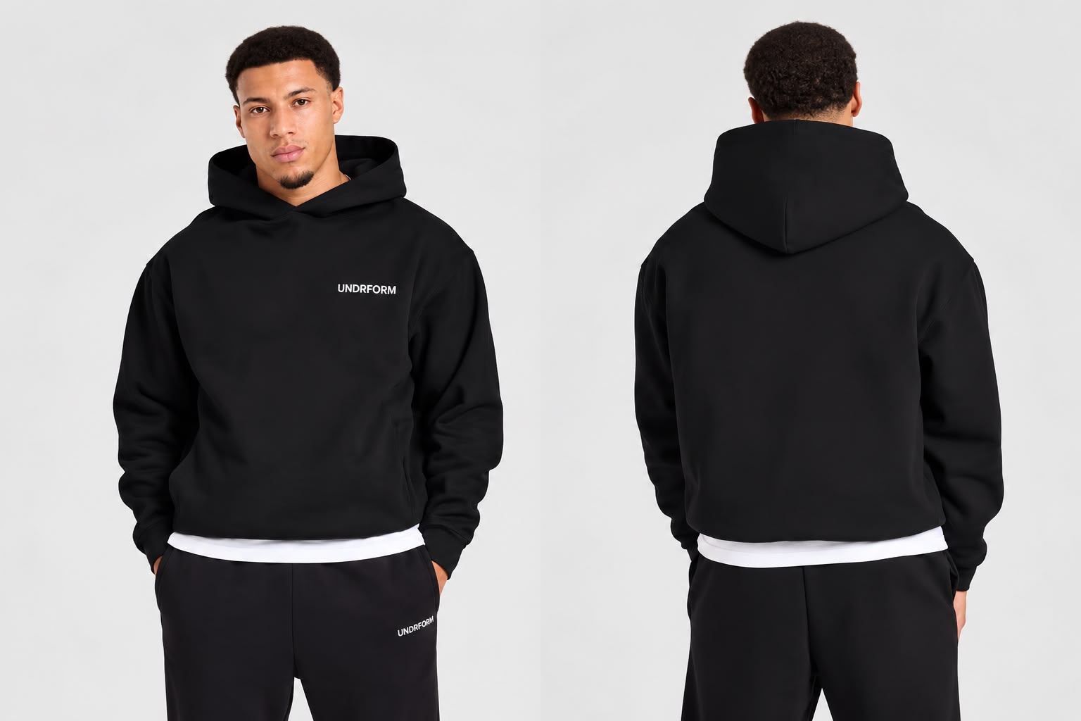 Black Hoodie in black, front view