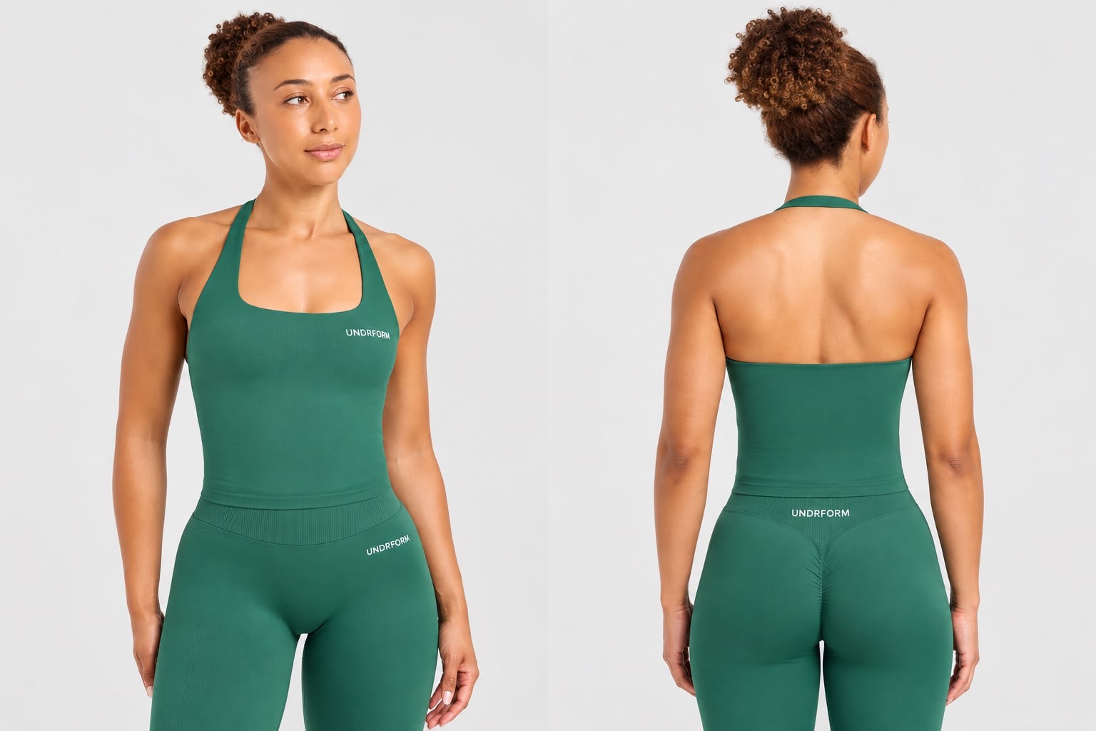 Emerald Halter & Legging Set in emerald green, front view