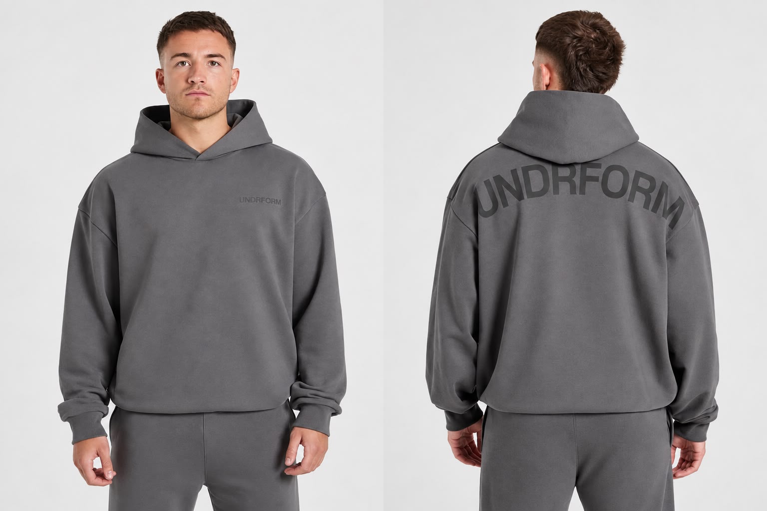 Graphite Logo Hoodie in graphite grey, front view