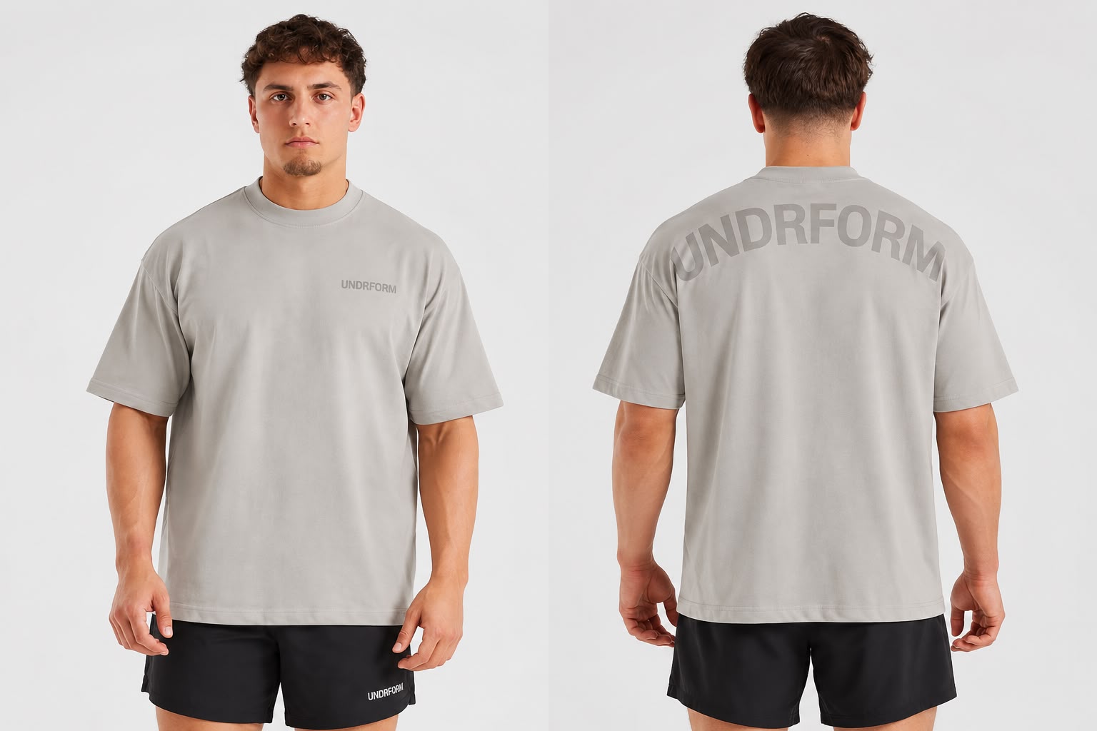 Stone Oversized Tee in stone grey, front view